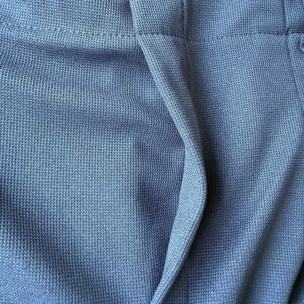 Halara Blue Pull On High Rise Pleated Wide Leg Stretch Knit Trouser Pants Sz LP - Picture 5 of 15